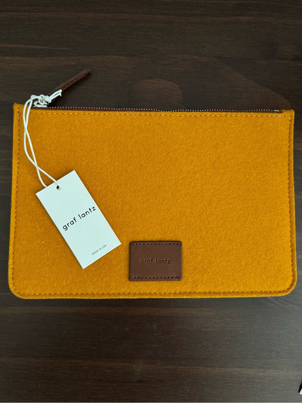 graf lantz Mustard Felt Zip Pouch Clutch